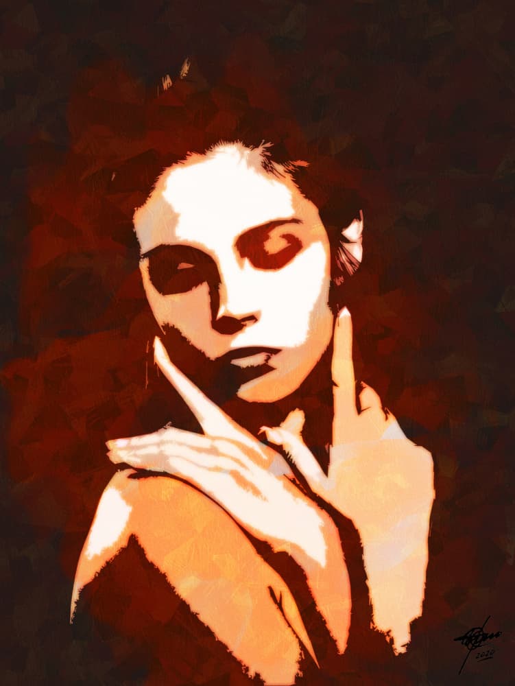 Moody Orange Woman by Osvaldo Russo — canvas wall art