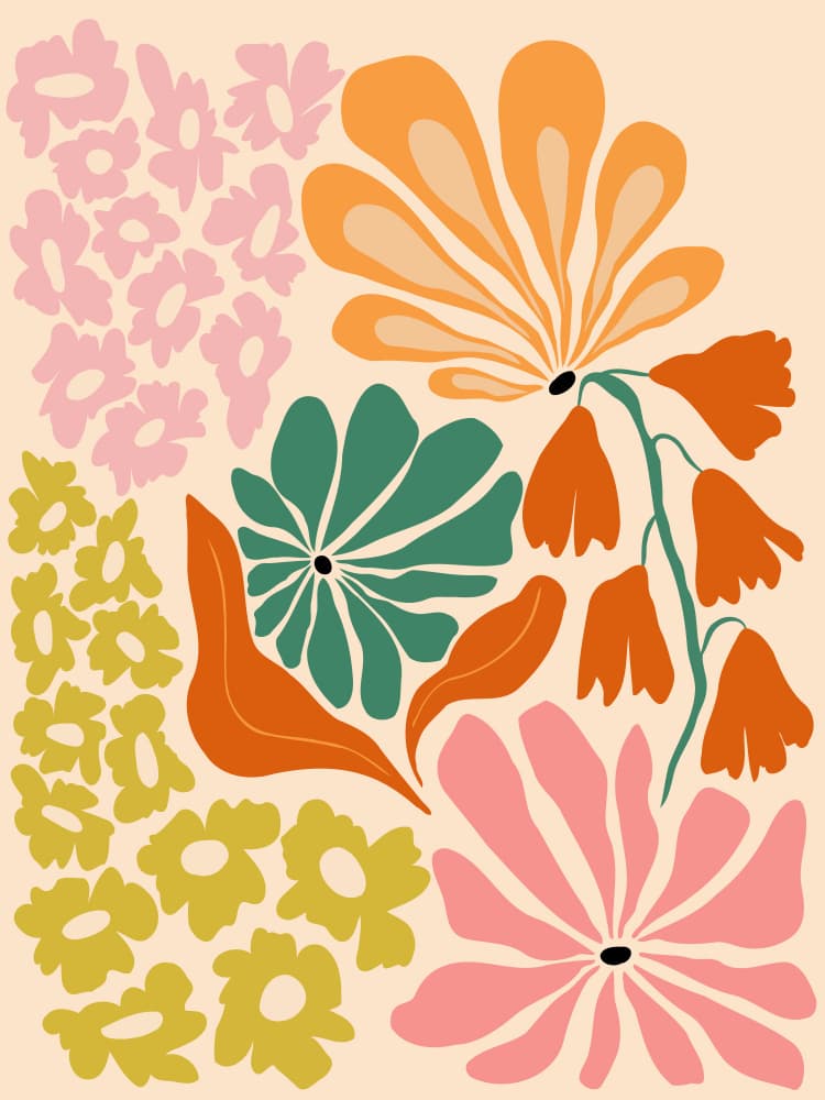 Colorful Floral Bloom by Miho Art Studio — canvas wall art