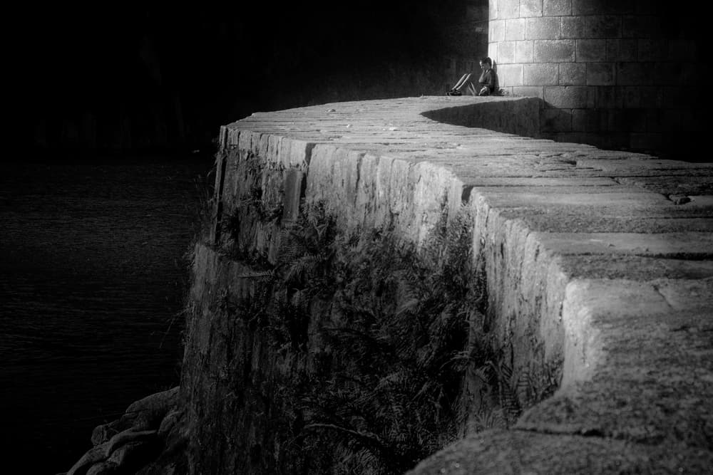 Solitary Figure Stone Wall by Rui Correia — canvas wall art