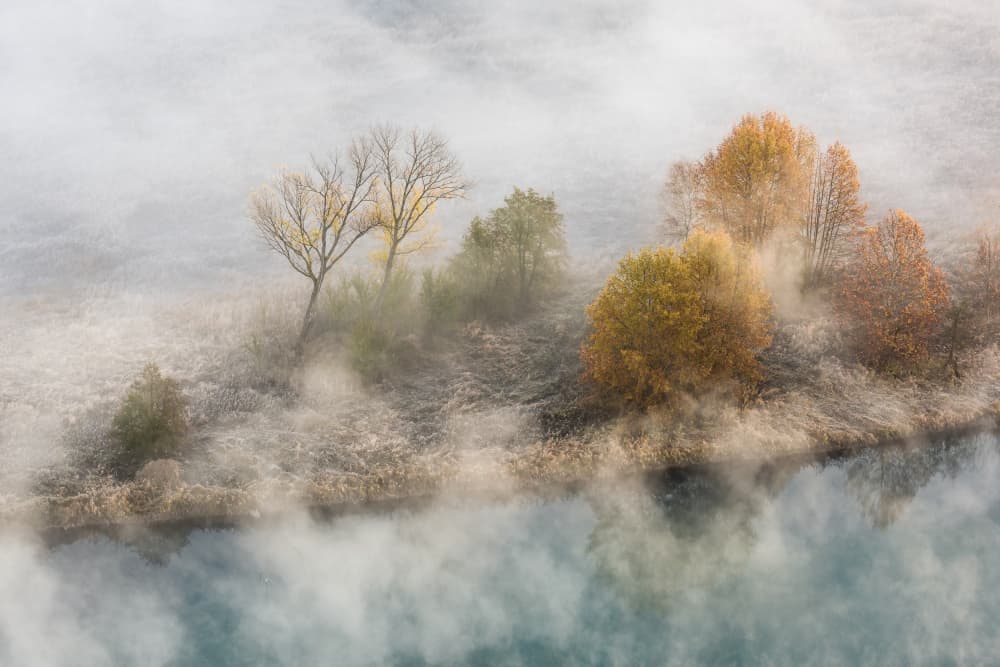 Misty Autumn Lake by Roberto Marini — canvas wall art
