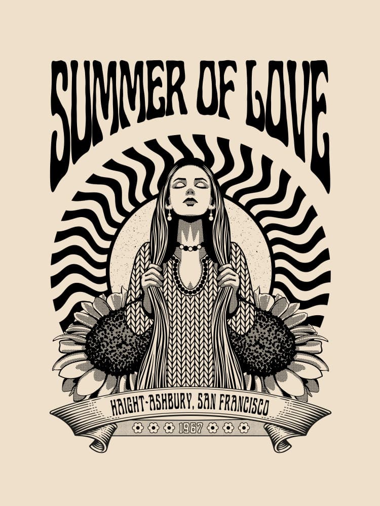 Summer of Love Woman by Retrodrome — canvas wall art