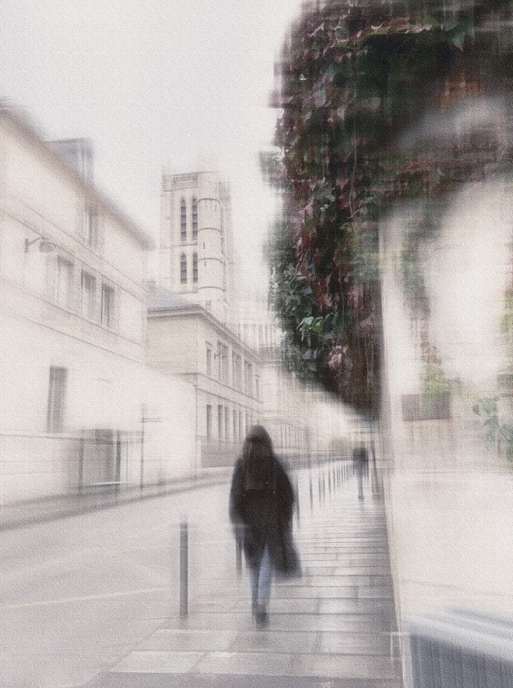 Mysterious Urban Walk by Annette Guo — canvas wall art