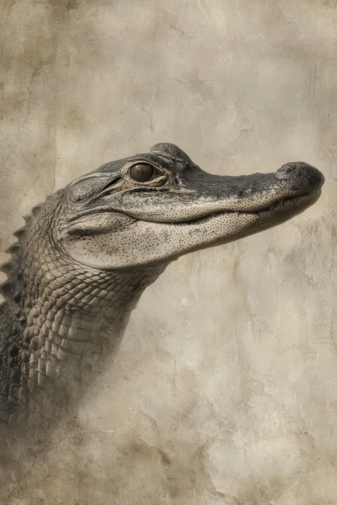 Vintage Alligator Portrait by Rafal Kulik — canvas wall art