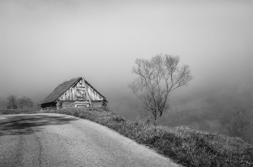 Misty Country Barn by Eduard Andrica — canvas wall art