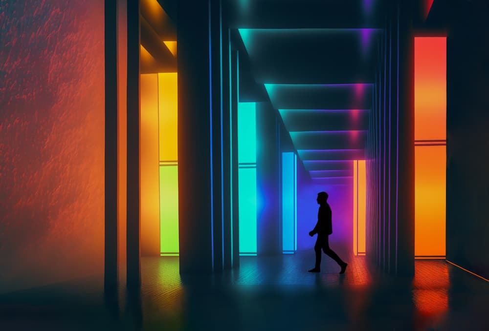 Solitary Neon Passage by Luc Stalmans — canvas wall art
