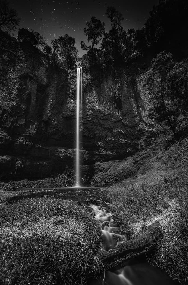 Glowing Nightfall Waterfall by Adhemar Duro — canvas wall art