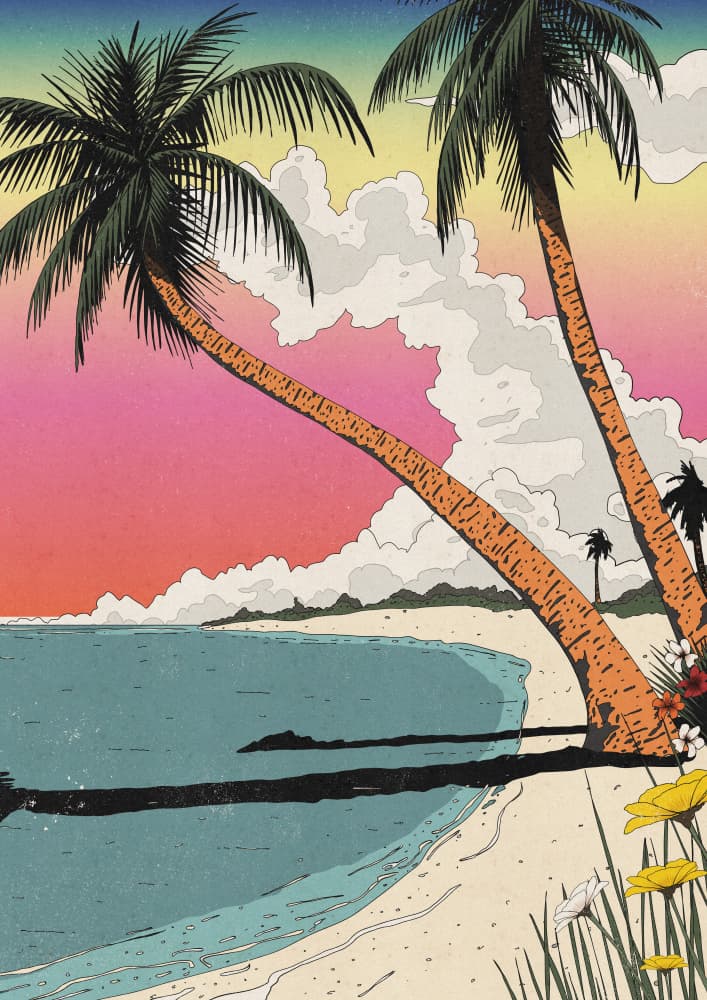 Vibrant Tropical Beach Sunset by Nicholas — canvas wall art