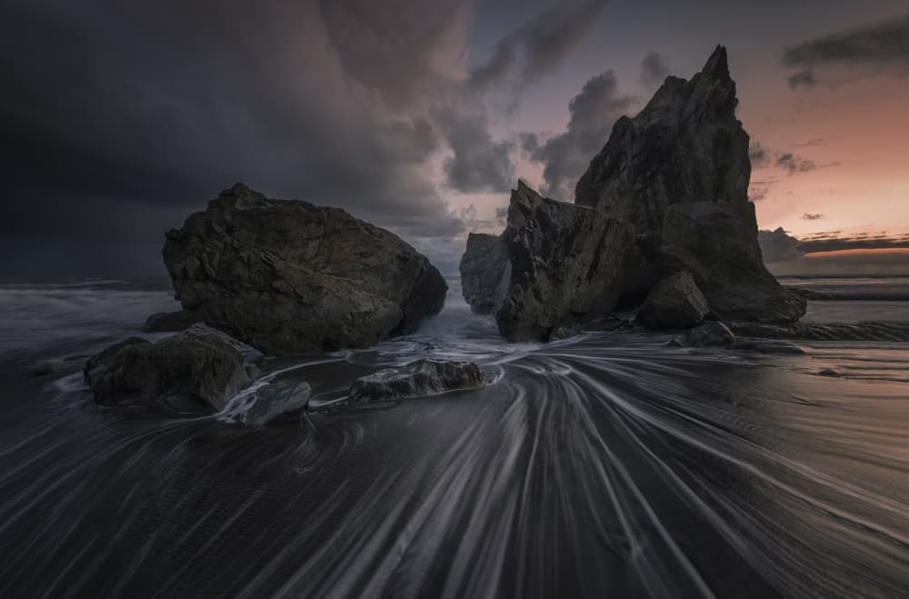 Moody Coastal Sea Stacks by Larry Deng APA — canvas wall art