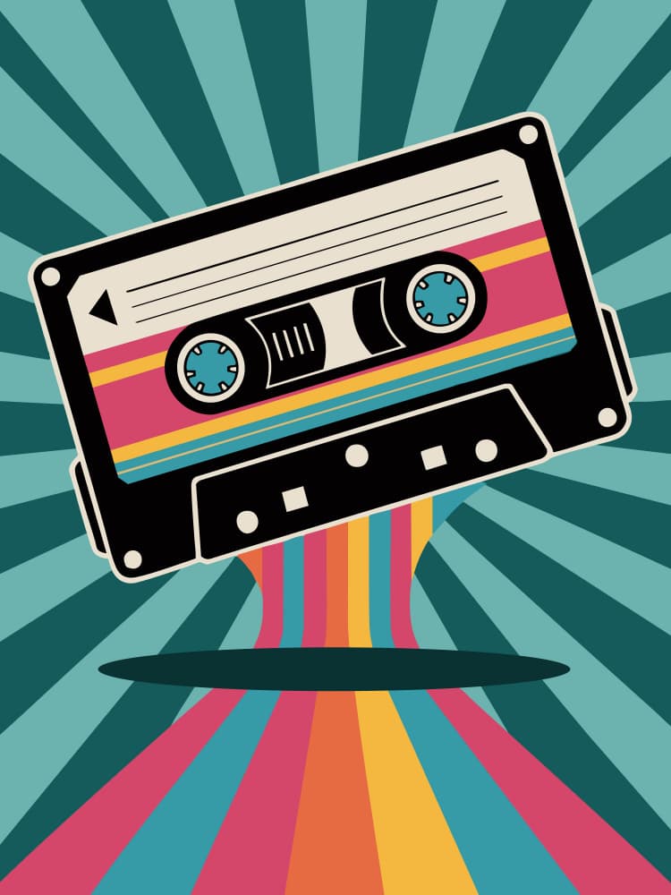 Retro Cassette Groove by Andreas Magnusson — canvas wall art