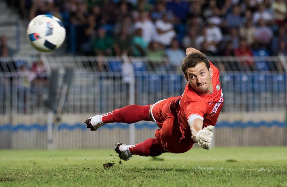 Goalkeeper's Diving Save by Zhecho Planinski — canvas wall art
