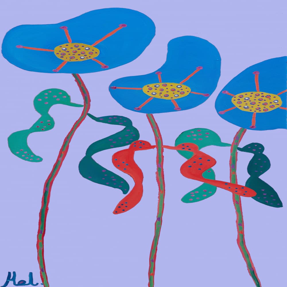 Whimsical Blue Flowers by Helen Joynson — canvas wall art