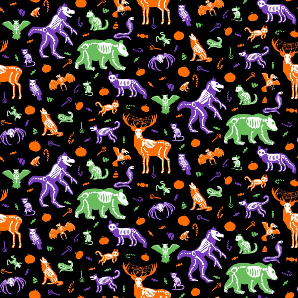Halloween Skeleton Pattern by Marika Barsrsind β canvas wall art