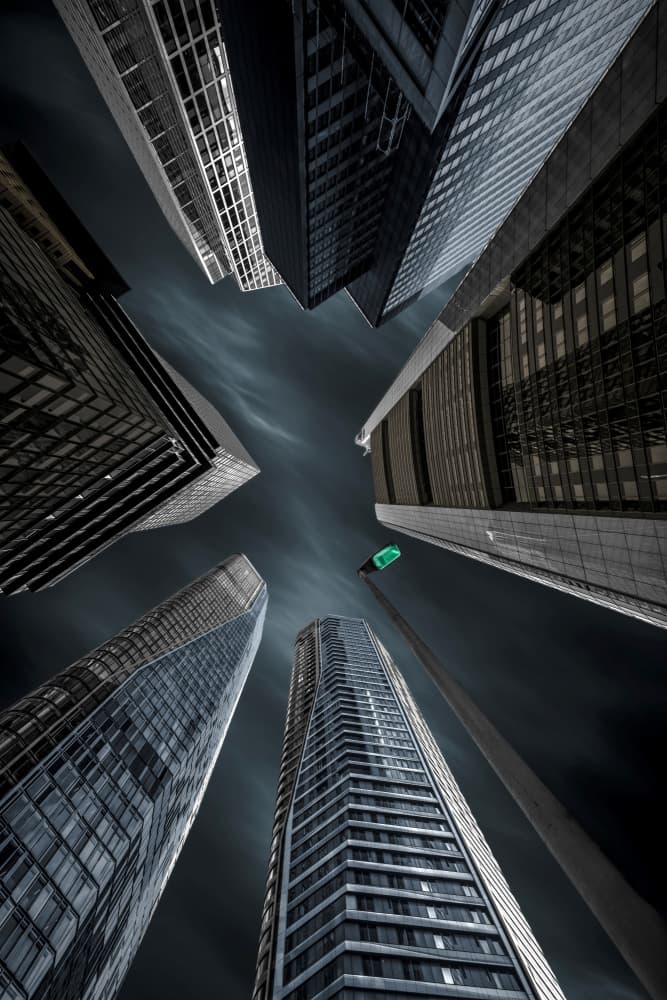 Modern City Skyscrapers by Roland M Schwerdtfeger — canvas wall art