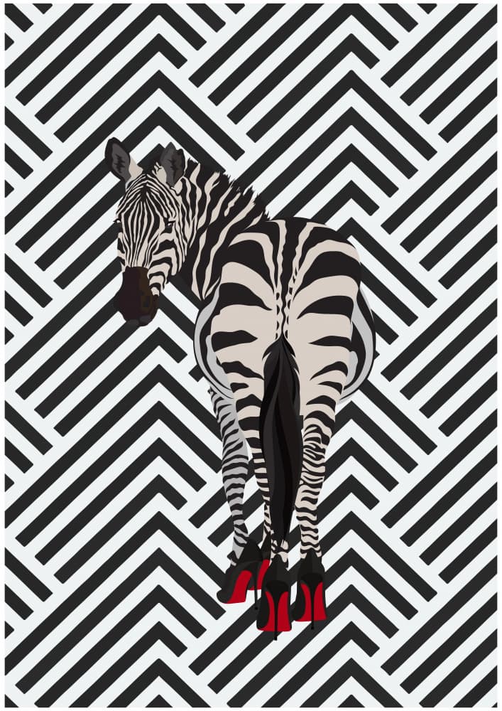 Zebra In Red Heels by Sarah Manovski — canvas wall art
