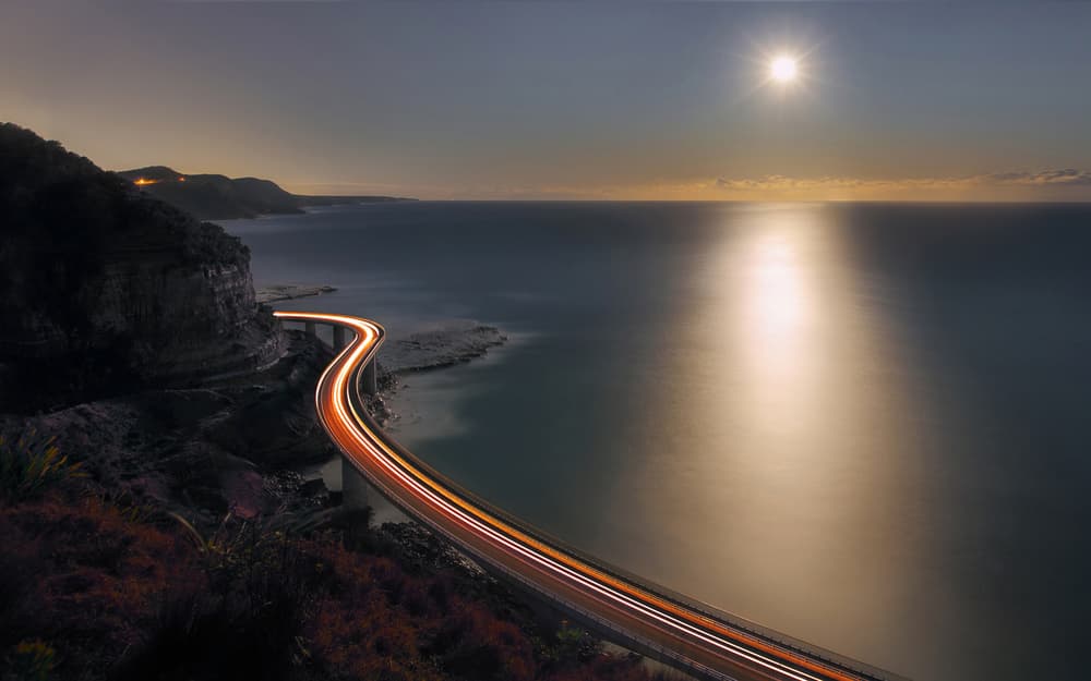 Coastal Road Light Trails by Terry F — canvas wall art