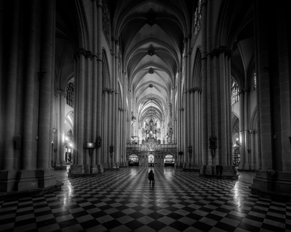 Lone Figure Grand Cathedral by Luis Borges Alves — canvas wall art