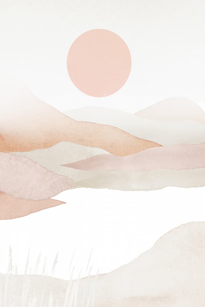 Pink Sun Landscape by Sally Ann Moss — canvas wall art