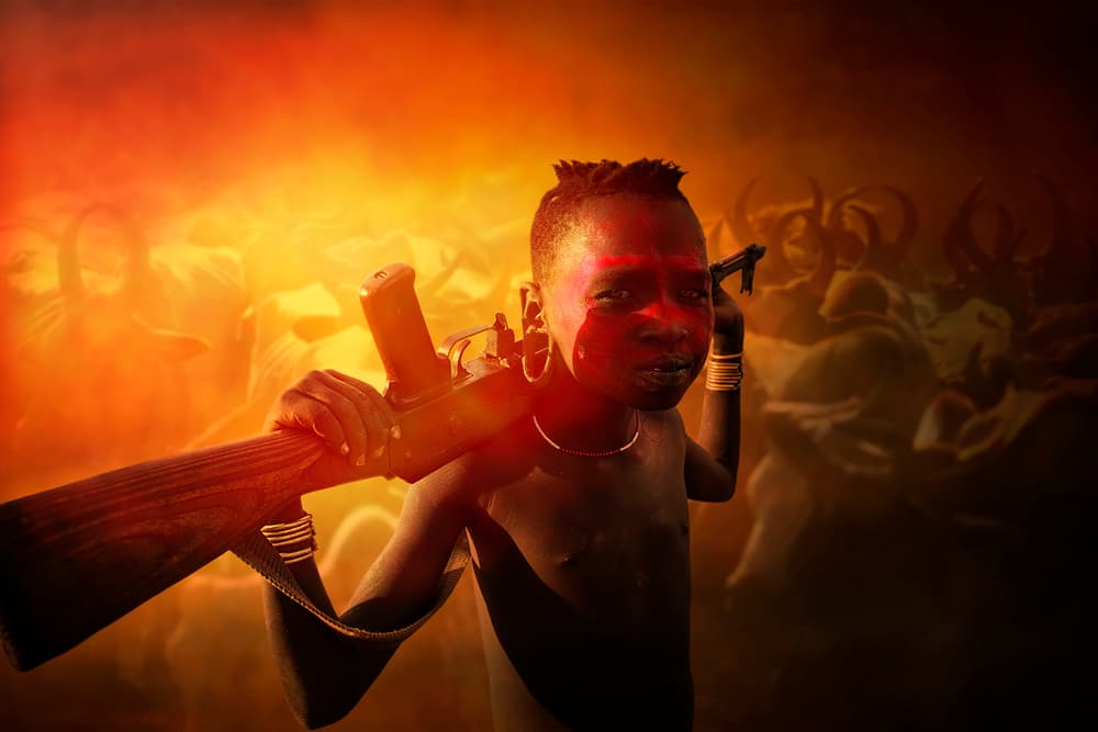 Tribal Boy With Rifle by Svetlin Yosifov — canvas wall art