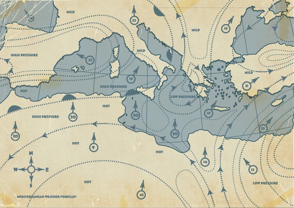 Vintage Mediterranean Weather by Nicholas — canvas wall art