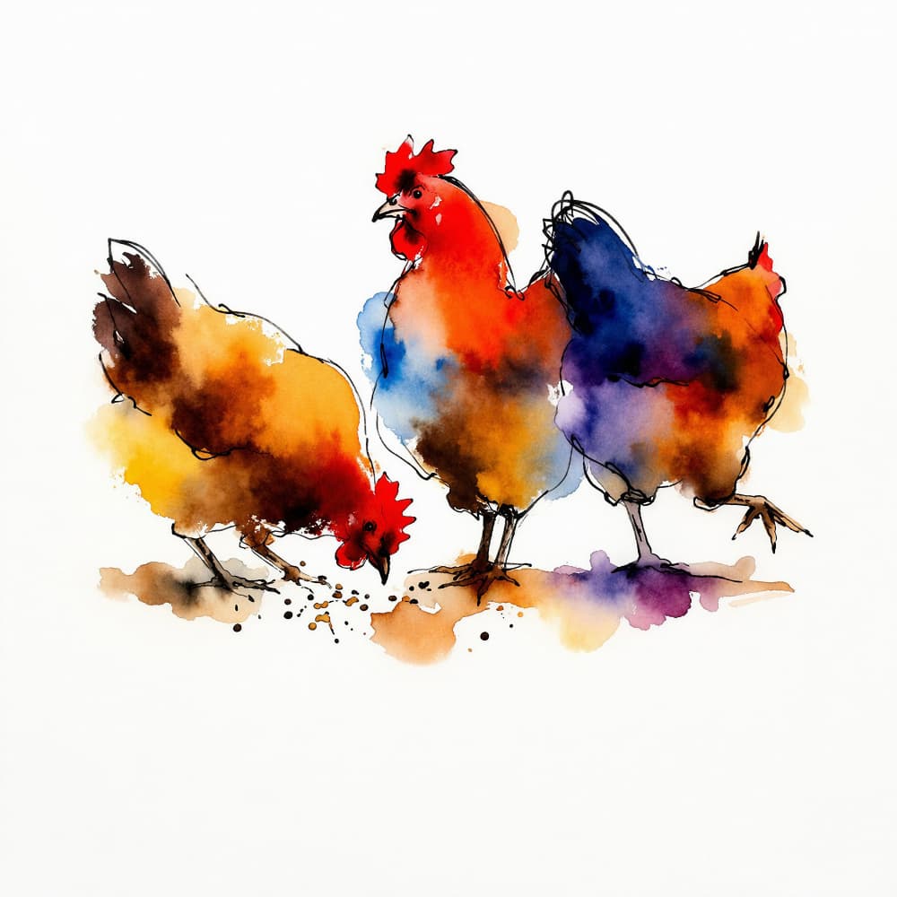 Vibrant Farm Chickens by Natalie Bruns — canvas wall art