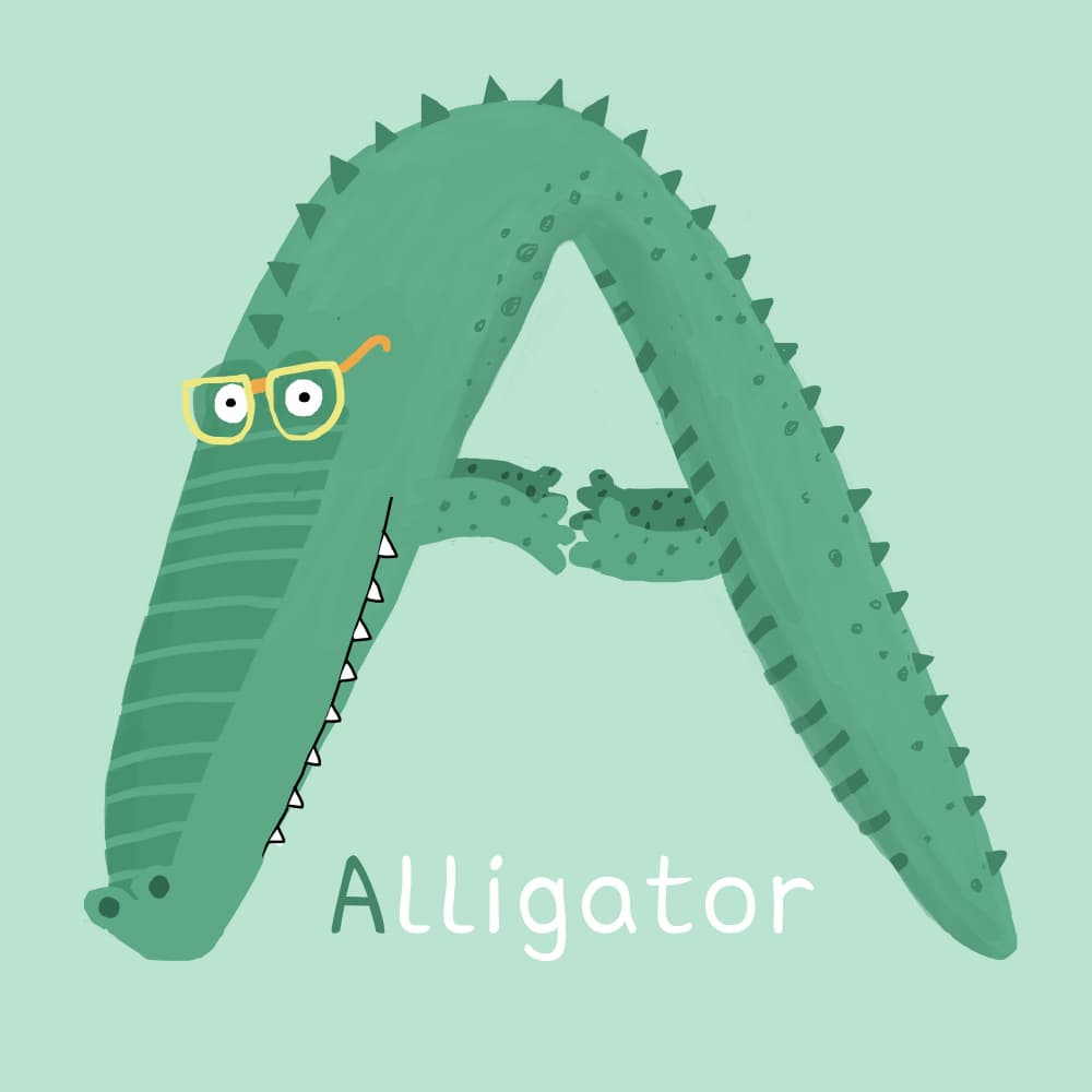 A for Alligator by Carla Daly — canvas wall art