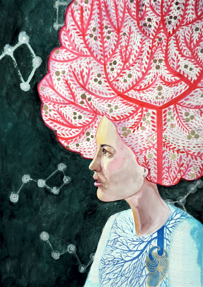 Cosmic Botanical Woman by Sylvie Demers — canvas wall art