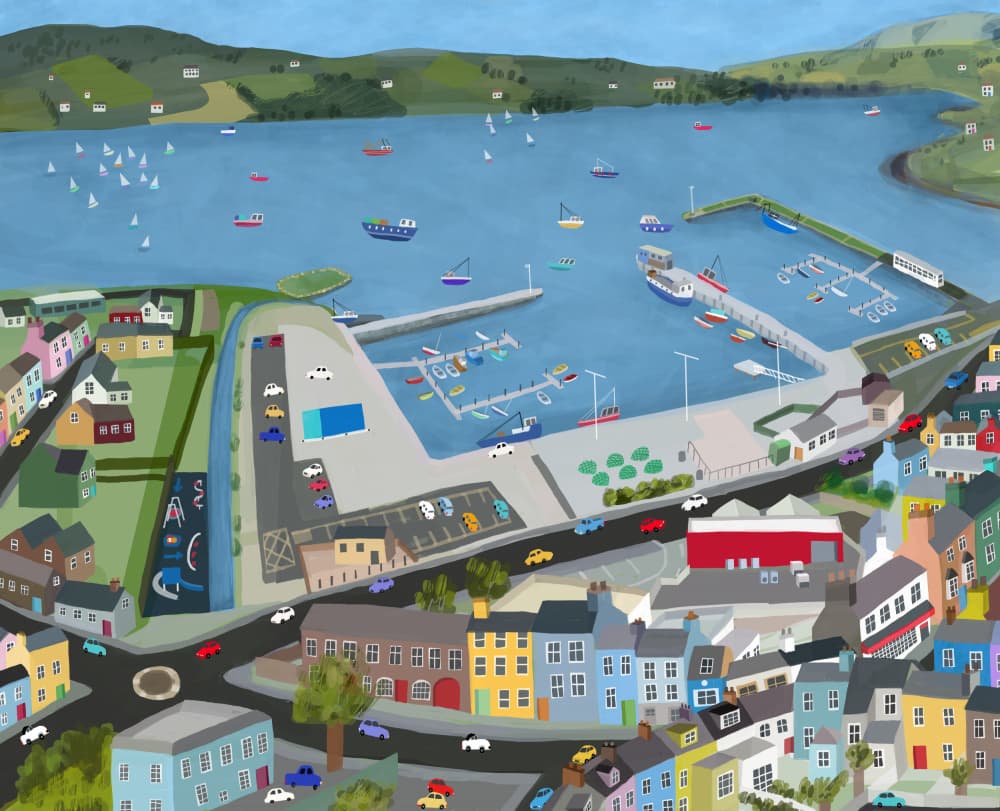 Colorful Harbor Town by Carla Daly — canvas wall art