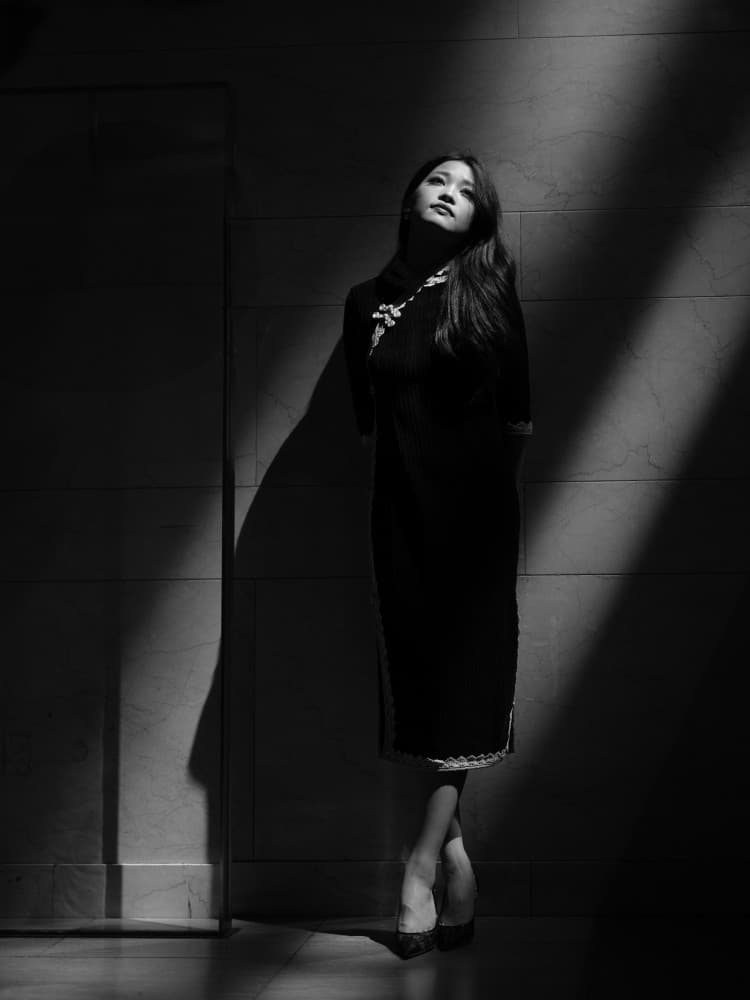 Elegant Cheongsam Portrait by Jeff Wang — canvas wall art