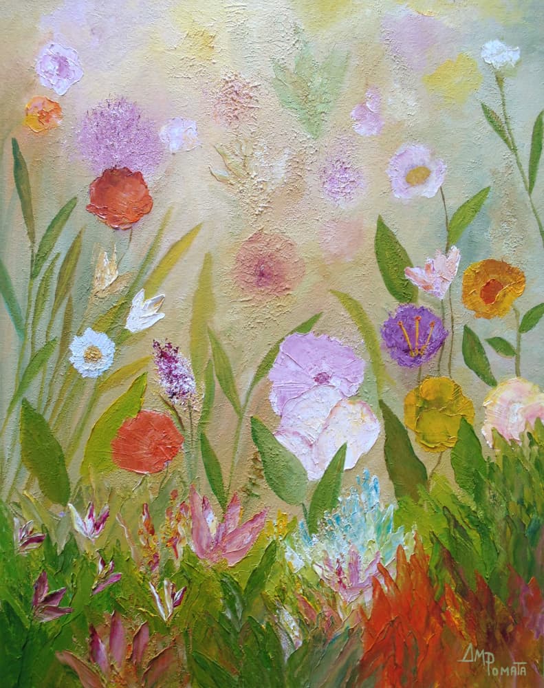 Colorful Garden Blooms by Angeles M. Pomata — canvas wall art