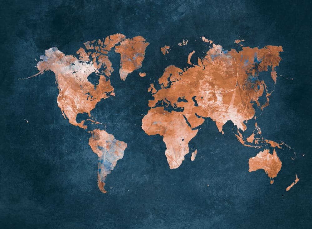 Distressed World Map by Justyna Jaszke — canvas wall art