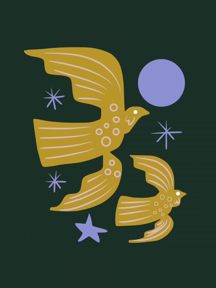 Golden Night Flight by Little Dean — canvas wall art