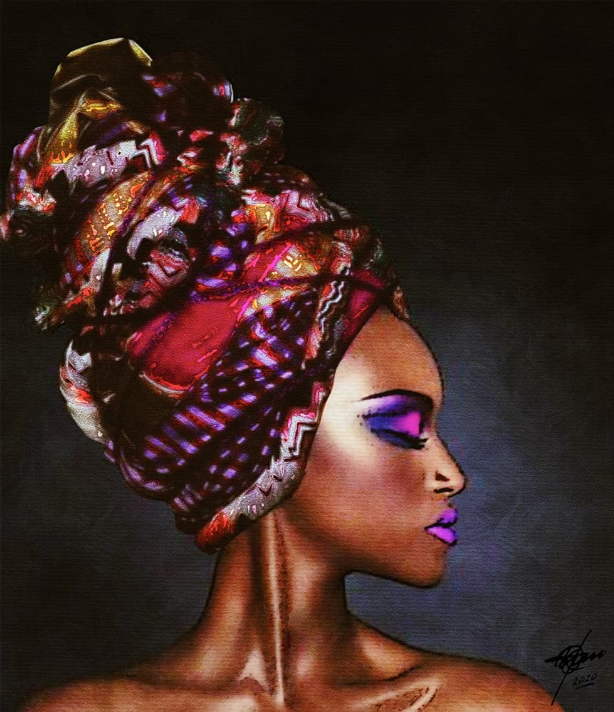 Vibrant Headwrap Profile by Osvaldo Russo — canvas wall art