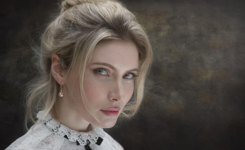 Elegant Blonde Woman Portrait by kenp — canvas wall art