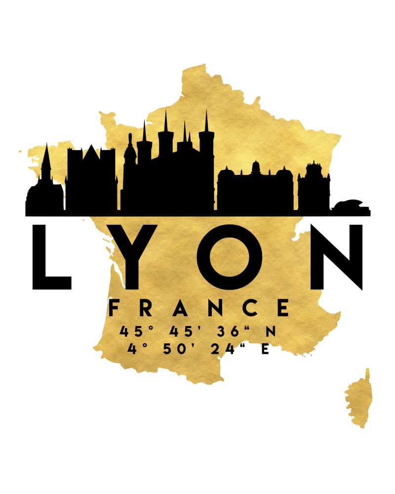 Lyon France Map Silhouette by Emiliano Deificus — canvas wall art