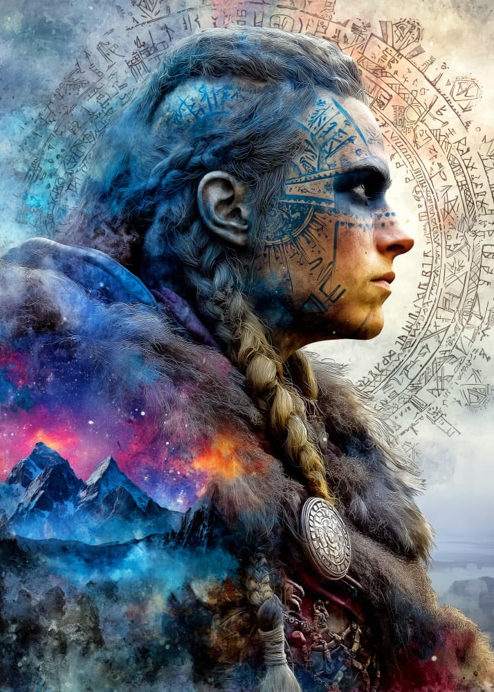Viking Cosmic Warrior by Justyna Jaszke — canvas wall art