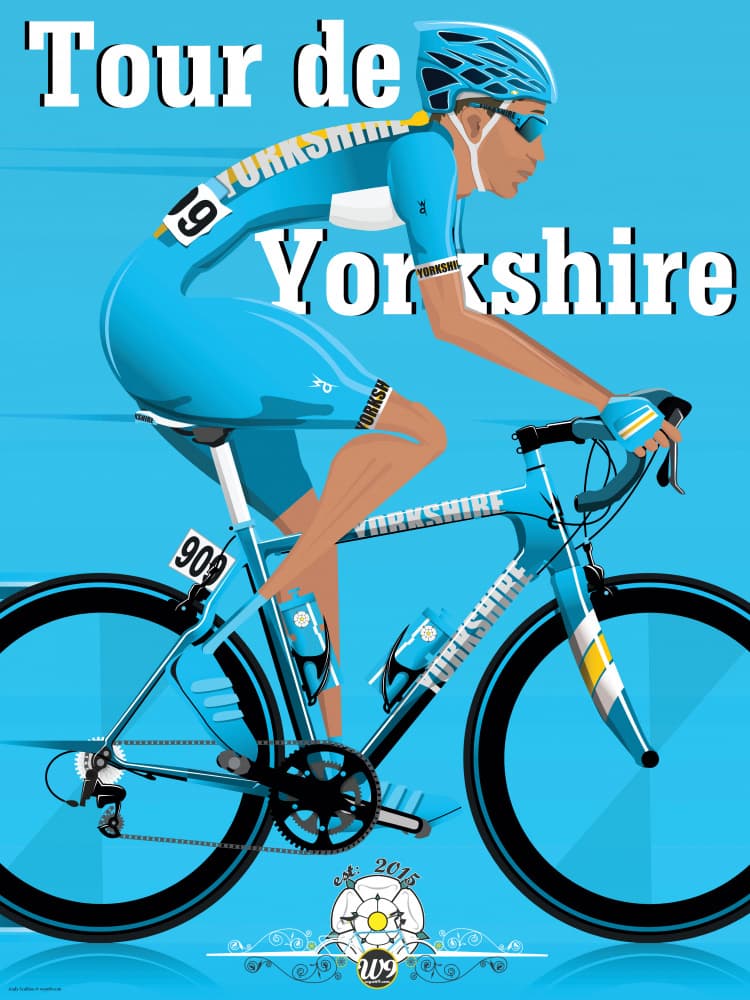 Blue Yorkshire Cyclist by Wyatt 9 — canvas wall art