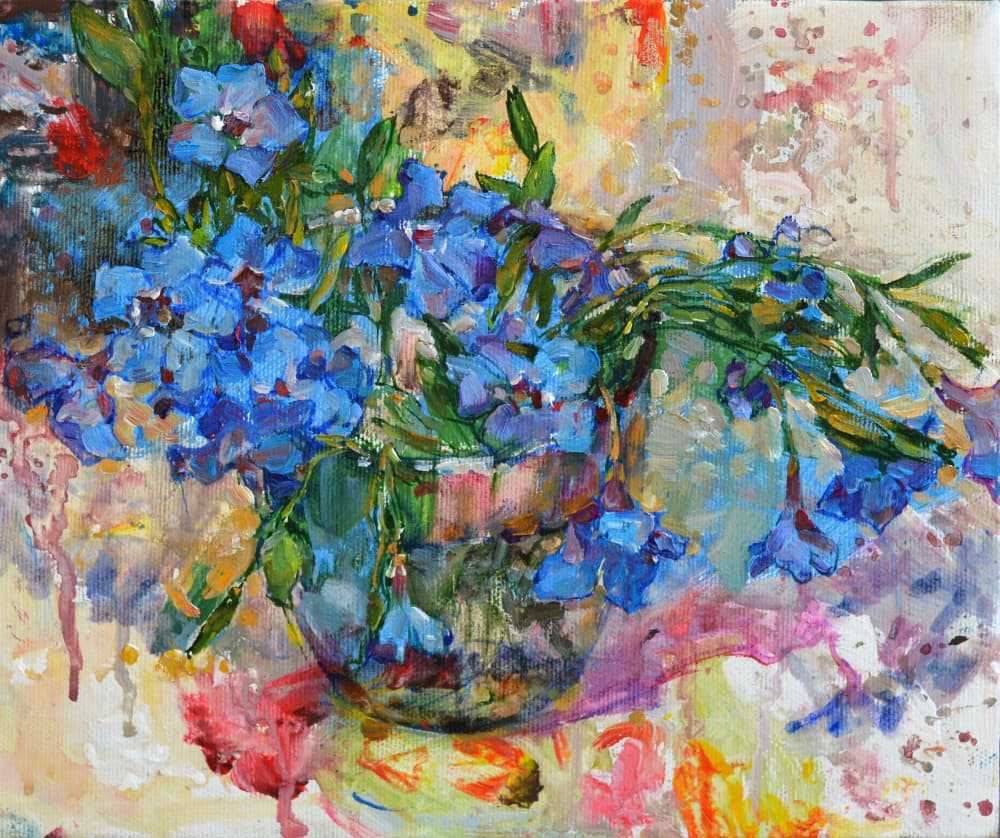 Vibrant Blue Blooms by Andrii Kutsachenko — canvas wall art