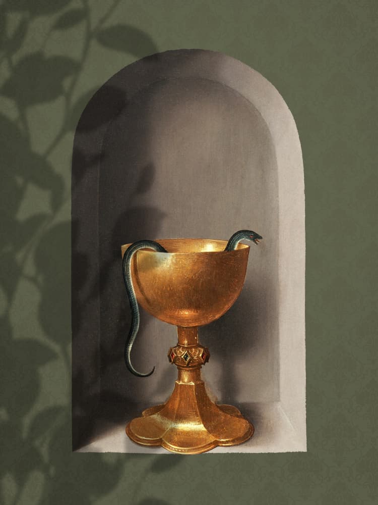Golden Serpent Chalice by Marja van den Hurk — canvas wall art