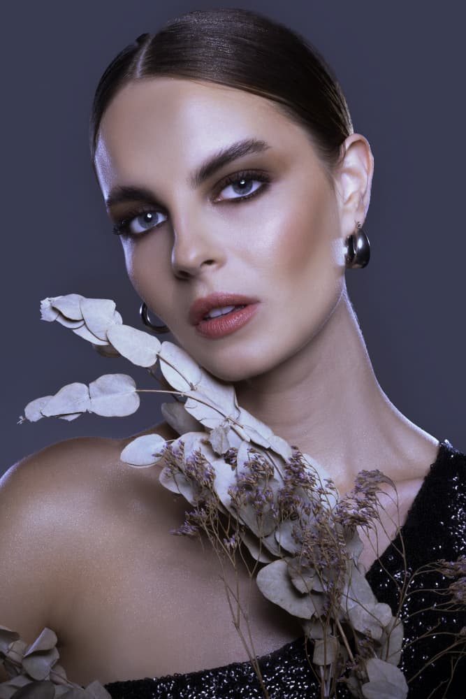 Elegant Portrait With Foliage by Farid Kazamil — canvas wall art