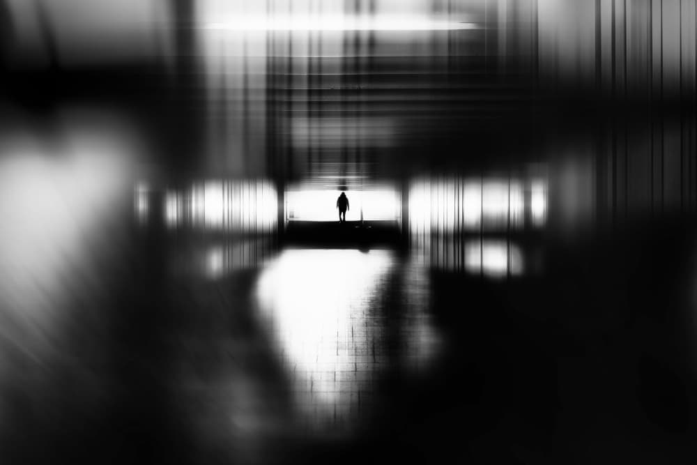 Solitary Figure Dark Tunnel by Jurij Bizjak — canvas wall art