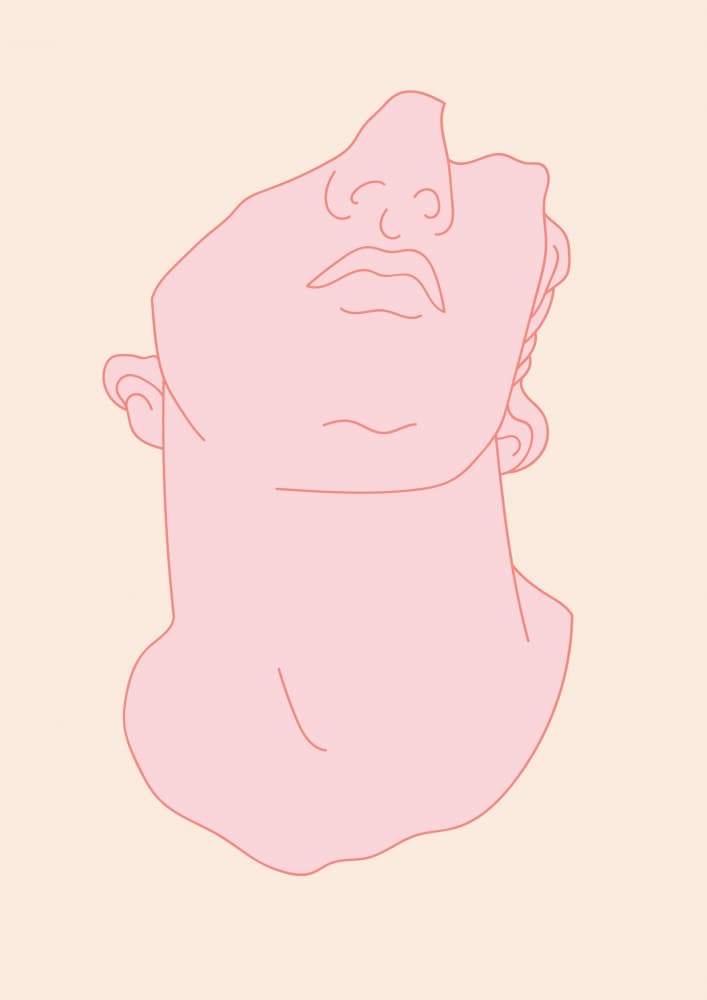 Pink Greek Bust by Talitha McQueen — canvas wall art