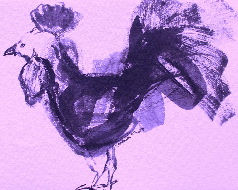 Expressive Purple Rooster by Santhosh ch — canvas wall art