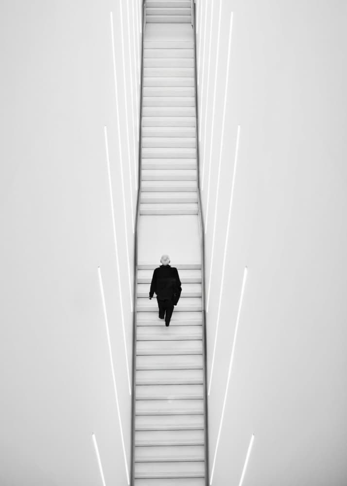 Minimalist Staircase Ascent by Frank Bruynseraede — canvas wall art