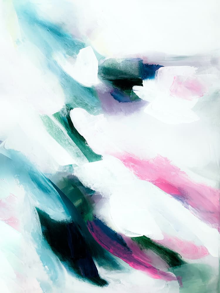 Flowing Teal Pink Abstract by Ejaaz Haniff — canvas wall art