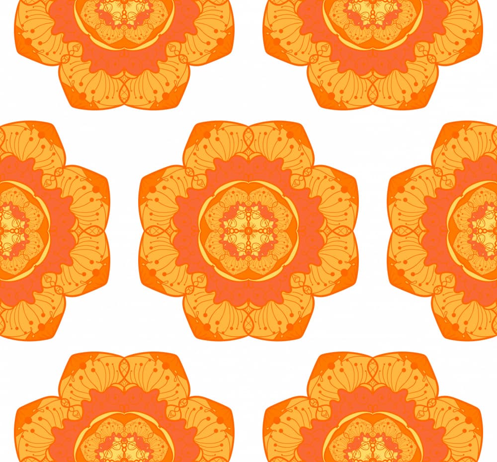 Warm Orange Floral Mandalas by Marika Barsrsind β canvas wall art