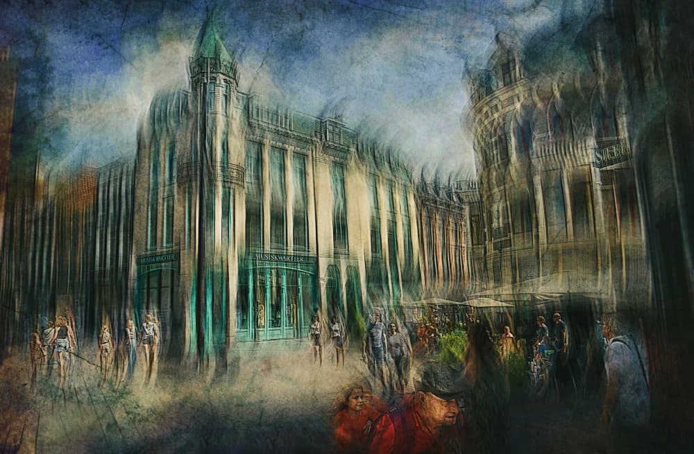 Dreamy City Street by Jan van der Linden — canvas wall art