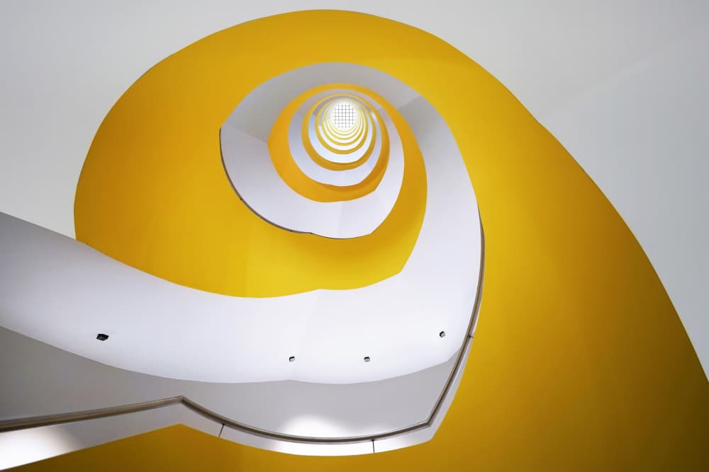 Modern Yellow Spiral Staircase by Jorge Pimenta — canvas wall art