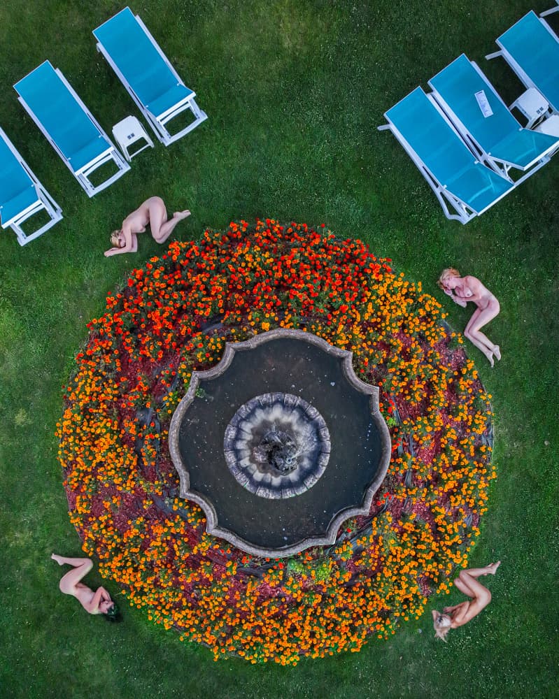 Garden Nudes Around Fountain by Ovi D. Pop — canvas wall art