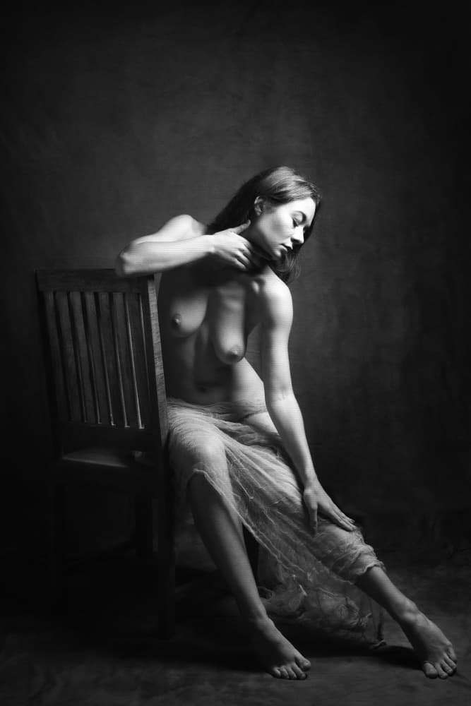 Contemplative Nude Woman by Ruth Franke — canvas wall art