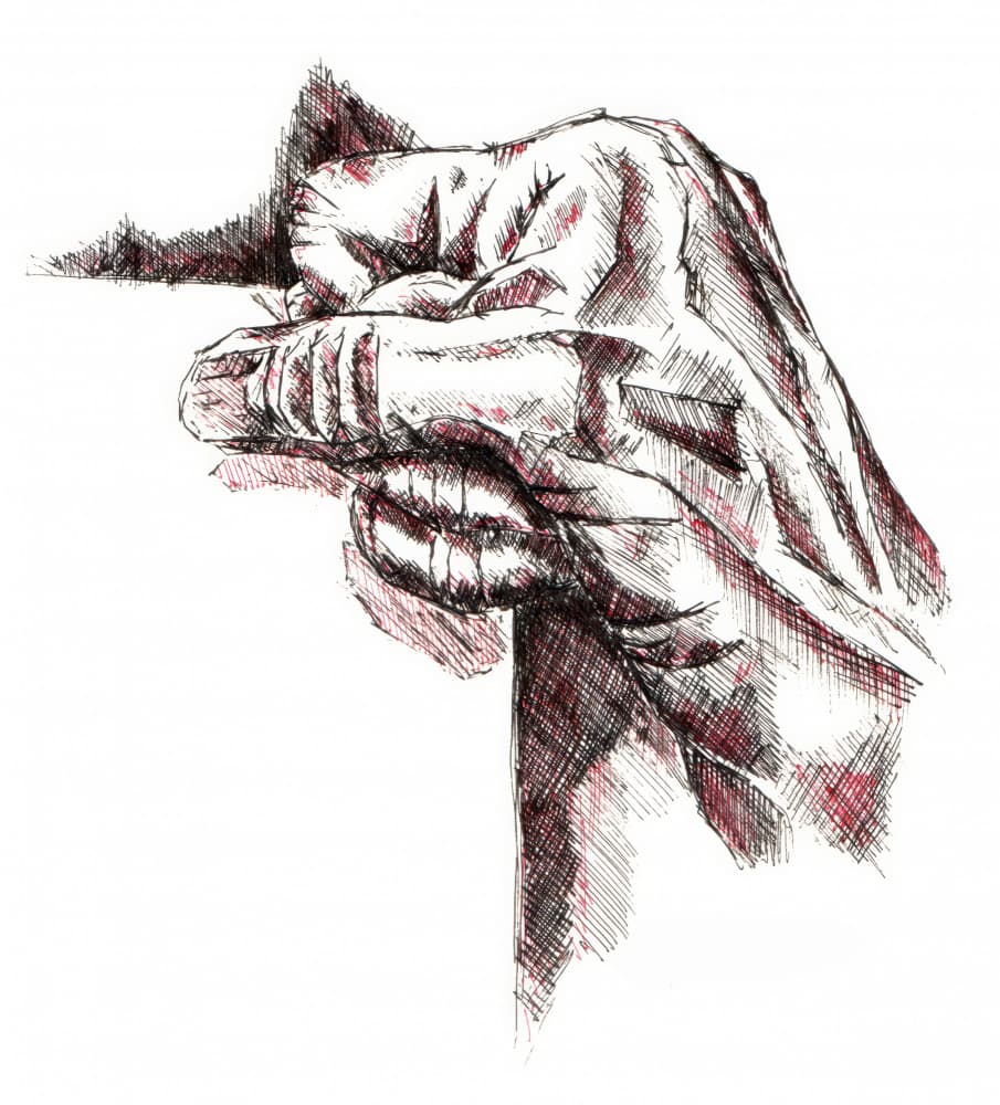 Weary Hand and Book by Kulik — canvas wall art